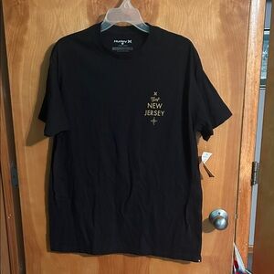 Hurley Black Graphic Tee with Gold Accents